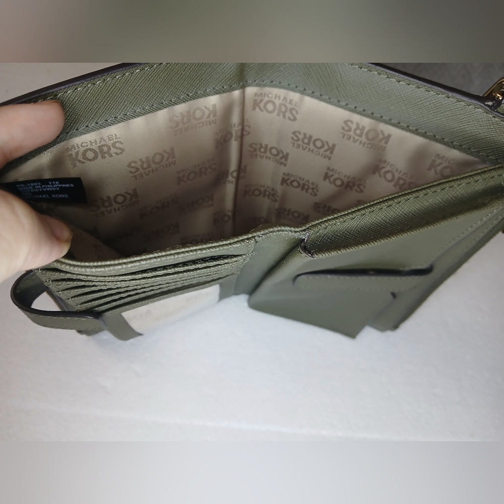 Michael Kors Jet Set Travel Double Wristlet Wallet Palm Leaf Monstera Leaf - Picture 10 of 11